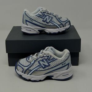 New Balance 740 Bungee Lace Toddler Running Sneakers 4C Blue Silver STORE MODEL